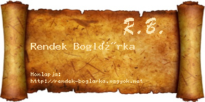 Rendek Boglárka névjegykártya